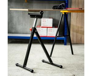 Homcom Woodworking Metal Roller Stand Wood Work Rest Adjustable Support