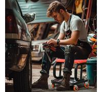 HOMCOM Workshop Stool, Rolling Mechanic Stool with 360 Degree Swivel, Red, Red