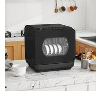 HOMCOM Table Top Dishwasher, Mini Countertop Dishwasher No Plumbing with Built-in 6L Water Tank, 6 Programs, Touch Control, LED Display, 4 Place Settings, Dual Water Supply and Fruit Wash, Black
