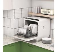 Homcom Worktop Dishwasher W/ 4 Place Settings 6 Programs, Black And White