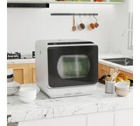 Homcom Worktop Dishwasher W/ 4 Place Settings 6 Programs, Silver Tone, Silver