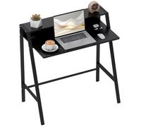 HOMCOM 2-Tier Storage Computer Workstation with Shelf, Metal Frame in Black HOMCOM Black