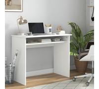 HOMCOM Computer Desk Writing Table Study Workstation Storage White Wood Grain