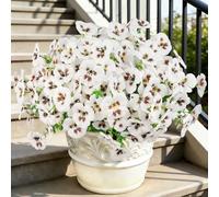 Homcomodar 15 Pcs Artificial Flowers for Outdoors White Artificial Fake Pansy Flowers UV Resistant Silk Faux Flowers for Outdoor Porch Spring Garden Decor Window Boxes Patio Home DIY Decorations