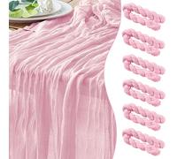 Homcomodar 6 Pack Cheesecloth Table Runner 90x400cm Pink Boho Gauze Table Runners Sheer Fabric Rustic Table Cloth Runner for Wedding Party Summer Garden Baby Shower Decoration