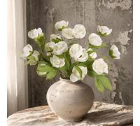 Homcomodar 6 Pcs Peony Artificial Flowers for Vase Vintage Fake Flowers with Single Long Stem Silk Peonies Flowers Bouquet for Home Wedding Table Centerpieces DIY Bridal Bouquet Decor(White)