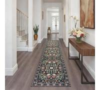 Homcomodar Floral Runner Rugs for Hallway 65x240cm Carpet Runners for Hallways Non Slip Long Vintage Boho Kitchen Runners Rug Black Washable Low Pile Runner for Kitchen Entryway Bedroom Laundry