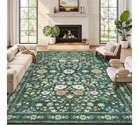 Homcomodar Green Large Rugs for Living Room 200x300cm Washable Area Rugs for Bedroom Boho Vintage Rug Soft Short Pile Rug Non Slip Floor Carpet for Living Room Dining Kitchen Office Decor