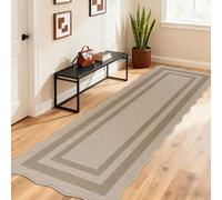 Homcomodar Runner Rug for Hallway 65x180cm Non Slip Carpet Runners Washable Jute Look Kitchen Runner Rug for Hallways Kitchen Bedroom Entryway Laundry Room（Brown-Border）