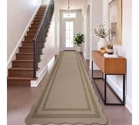 Homcomodar Runner Rug for Hallway 80x300cm Non Slip Carpet Runners Washable Jute Look Kitchen Runner Rug for Hallways Kitchen Bedroom Entryway Laundry Room（Brown-Border）