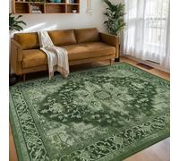 Homcomodar Vintage Rugs Living Room 160x230cm Washable Rug Boho Rugs for Bedroom Large Distressed Carpets for Living Room Dining Room Kid's Playing Room(Green)