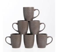 HOMD Coffee Cup Set 6-12oz Large Handle Ceramic Cup for Coffee, Soup, Tea, Milk, Latte, hot Cocoa, Ladies, Men-New Porcelain Mug Set (Classic Grey)