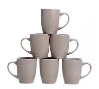 HOMD Coffee Cup Set 6-12oz Large Handle Ceramic Cup for Coffee, Soup, Tea, Milk, Latte, hot Cocoa, Ladies, Men-New Porcelain Mug Set (Oatmeal)