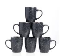 HOMD Coffee Cup Set 6-12oz Large Handle Ceramic Cup for Coffee, Soup, Tea, Milk, Latte, hot Cocoa, Ladies, Men-New Porcelain Mug Set (Sea Water Blue)