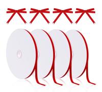 homdat 4 Rolls Christmas Velvet Ribbon, 25 Yard/Roll Single Face Red Velvet Ribbon, Thin Velvet Ribbon for Gift Wrapping Bow Making Christmas Wreath Decoration Floral Bouquets DIY Crafts