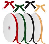 homdat 4 Rolls Christmas Velvet Ribbon, 25 Yard/Roll Single Face Velvet Ribbon for Gift Wrapping Bow Making Christmas Wreath Decoration Floral Bouquets DIY Crafts (Red+Green+Black+Gold)