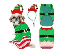 homdat Christmas Dog Clothes Suit and Elf Christmas Headband, Pet Cosplay Clothes Christmas New Year Dog Cat Costume Accessory for Party Christmas Small Medium Pets (L)