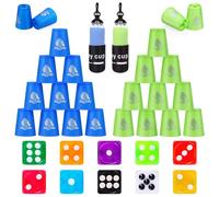 homdat Stacking Cup,24pcs Sports Plastic Stack Cups, Speed Stack Training Game Toys for Boys Girls Kids,Stacking Cups with Carry Bag (Blue and Green)