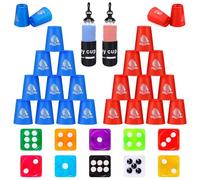 homdat Stacking Cup,24pcs Sports Plastic Stack Cups,Speed Stack Training Game Toys for Boys Girls Kids,Stacking Cups with Carry Bag (Blue & Red)