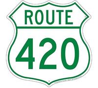 HomDeo Man Cave Wall Decor Art Room Route 420 Metal Signs 12" X 12" Tin Sign Rustic Plate Wine Cellar Plaques Poster Indoor