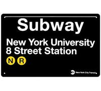 HomDeo Wall Decor Cafe Retro Pub Bar Tin Sign Subway New York University- 8 Street Station Unique Metal Signs 16x12 Vintage Decorations