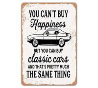 HomDeo You Can't Buy Happiness But You Can Buy a Classic Cars Garage Metal Tin Signs Bar Man Cave Wall Decor Gifts for Man 8x12 inch