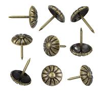Homdire Upholstery Tacks for Furniture, 5/8“ Vintage Upholstery Nails Decorative Tack, 100PCS Heavy Duty Furniture Tacks for Upholstery, Daisy Sofa Furniture Nails for Wood, Antique Brass