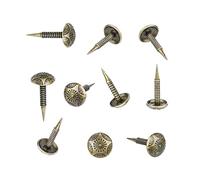 Homdire Upholstery Tacks with Small Head, 5/16 inch Vintage Furniture Tacks Nails for Upholstery, 200pcs Mini Decorative Nails with Threaded Leg, Sofa Tacks for Woods (Antique Brass)