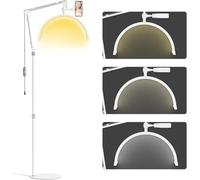 HomdMarket Half Moon Floor Lash Light for Eyelash Extensions Desk Lamp Esthetician Light for Tattoo Artists, Nail Tech, Eyelash Lamp with Phone Holder | 3000-6000K | 10 Brightness Adjustable (White)
