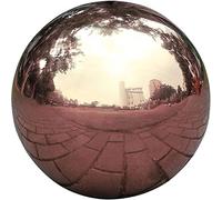 HomDSim 20cm/8 inch Diameter Gazing Globe Mirror Ball,Rose Gold Stainless Steel Polished Reflective Smooth Garden Sphere,Colorful and Shiny Addition to Any Garden or Home
