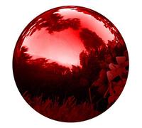 HomDSim 25 cm/10 inch Diameter Gazing Globe Mirror Ball,Red Stainless Steel Polished Reflective Smooth Garden Sphere,Colorful and Shiny Addition to Any Garden or Home