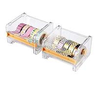 HomDSim 2pcs Washi Tape Dispenser Cutter,Roll Tape Holder Organizer,Masking Tape Desktop Tape DIY Sticker Roll Tape Cutter Holder Storage,Washi Tape Box Yellow