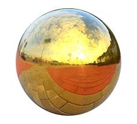 HomDSim 30 cm/12 inch Diameter Gazing Globe Mirror Ball,Gold Stainless Steel Polished Reflective Smooth Garden Sphere,Colorful and Shiny Addition to Any Garden or Home