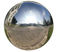 HomDSim 8 inch Gazing Globe Mirror Ball,Polished Reflective Smooth Garden Ball Sphere,Colorful and Shiny Addition to Any Garden or Home Decoration,Silver Stainless Steel