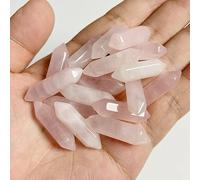 Home 10PCS Natural Stone Hexagonal Column Decor Ornaments Green Opal Pointed Gems Home Decoration Crafts (Color : 31 Rose Quartz, Size : 5PCS)