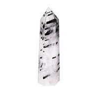 Home 1pc Natural Black Tourmaline Quartz Crystal Hex Point Stone 50-80mm Obelisk Column Living Room Decoration (Size : 60-70mm)