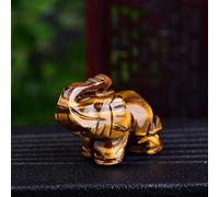 Home 1PC Natural Crystal Rose Quartz Elephant Amethyst Obsidian Animals Stone Crafts Small Decoration Home Decor (Color : Tigers Eye, Size : NO.23)