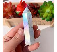 Home 1pc Natural Stone Electroplating Rainbow Aura Crystal Point Wand Quartz Home Decoration Reiki Tower Gifts (Color : Howlite, Size : 5-6mm)