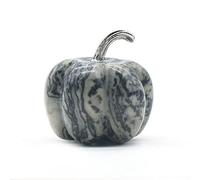 Home 1PC Pumpkin Statue Natural Stone Ornament Hand Carved Pumpkin Figurine Jade Agate Crystals Office Home Decor (Color : Network Stone)