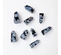 Home 1pcs Natural Snowflake Obsidian Tetrahedral Crystal Magic Point Tower Reiki Quartz Column Stone (Size : 40-50g)