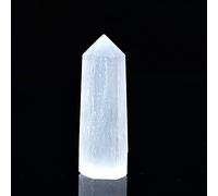 Home 50-80mm Natural White Selenite Crystal Hexagonal Prism Natural Rose Quartz Wand Gypsum Tower Home Furnishing Decor Gifts (Color : White Selenite, Size : 60-70mm)