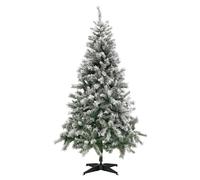 Home 6ft Snow-Covered Christmas Tree - Green, PVC, Hinged Branches, 625 Tips, Indoor Use, Stand Included, Fire Retardant
