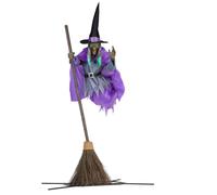 Home Accents Holiday 12ft Giant Animated Hovering Halloween Witch with Broomstick and LEDs Samuel Alexander Black One Size