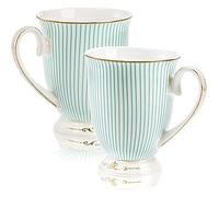 Home Accessories Coffee Drink Cups 2 Pack Bone China Mugs, 300ml Fine China Coffee Tea Cups With Gold Trim, Thin Vintage Cup With Pedestal For Valentine's Day, Mother's Day, Birthday, Anniversary