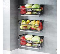 Home Accessories,Corbeille à fruits murale en métal à suspendre - Forte capacité de charge - Idéal pour la cuisine - Noir et argenté - Organisez votre