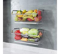 Home Accessories,Corbeille à fruits murale en métal à suspendre - Forte capacité de charge - Idéal pour la cuisine - Noir et argenté - Organisez votre