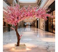 Home Accessories， Large Artificial Cherry Blossom Tree for Indoor Outdoor, Fake Peach Blossom Potted Tree with Silk Flowers, All-Season Home Decor for Wedding P