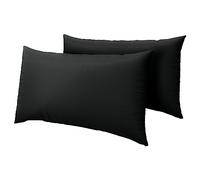 HOME ACE Black Easy Iron Percale Standard Pillowcases 2 Pack, 100% Poly Cotton Housewife Pillow Cases 50 x 75CM Pack of 2