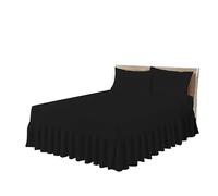 HOME ACE Black Easy Iron Single Valance Sheet Polycotton Fitted Valance Sheets, Fitted Valance Sheet Single Bed, Poly Cotton Single Bed Valance Sheet