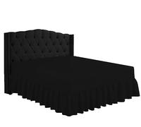 HOME ACE Black Non Iron Percale Super King Size Bed Valance, Poly Cotton Super King Size Bed Sheet